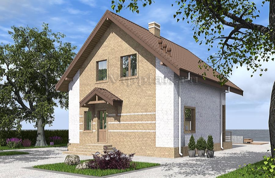 Одноэтажный дом с мансардой, террасой, балконом и камином