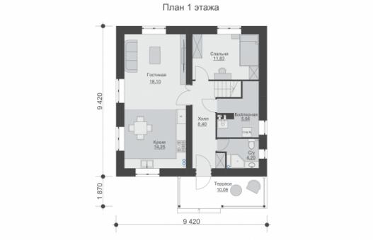 Двухэтажный дом с кухней-гостиной и четыремя спальнями